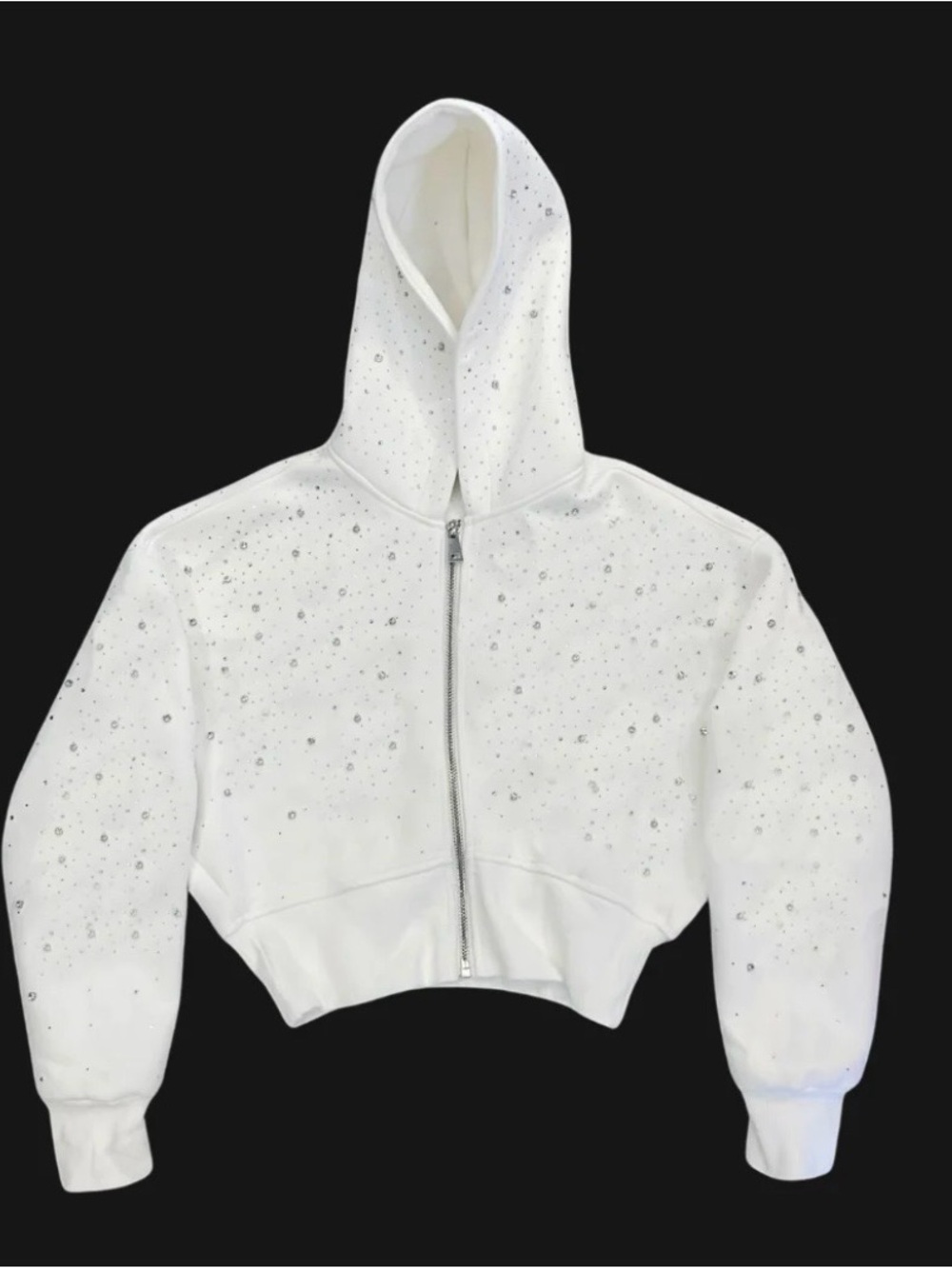Women’s VYBE ' White Rhinestone Zip Hoodie Jacket - Sparkle Detail. NWT